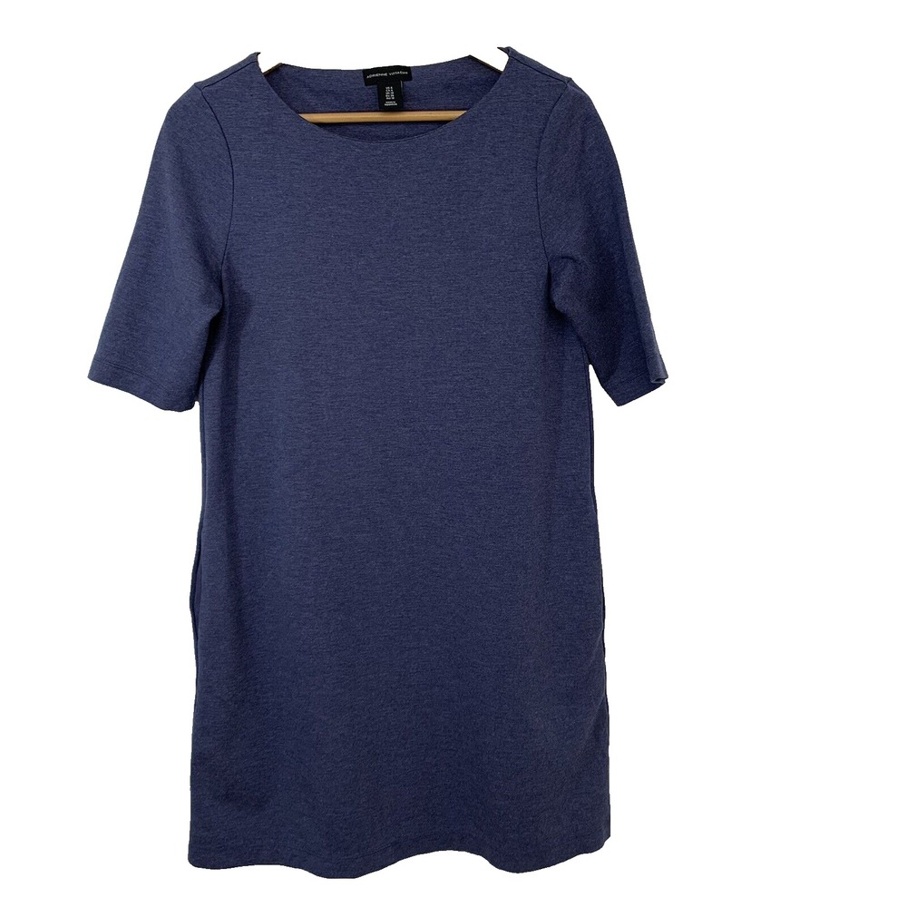 Adrienne Vittadini Shift Dress 6  Blue Pockets Above Knee‎ Stretch Office Career